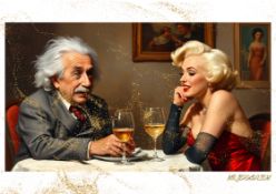 Mr. Jerusalem “Albert Einstein Having Dinner With Marilyn Monroe-D1” Original, A2 Poster Print
