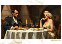 Mr.Jerusalem, “Abraham Lincoln having dinner with Marilyn Monroe-D1” “Original, A2 Poster print,