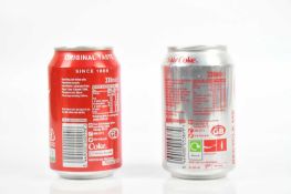 Pair of Signed Coke Cola Limited Edition Cans (With Coke) By Damien Hirst