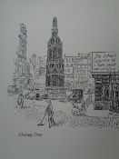 Edward Bawden CBE RA Original Vintage Historic Lithograph of London Historic Charing Cross
