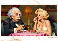 Mr. Jerusalem “Albert Einstein Having Dinner With Marilyn Monroe-D2” Original, A2 Poster Print