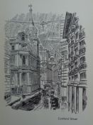 Edward Bawden CBE RA Original Vintage Historic Lithograph of London Historic Lombard Street Banks