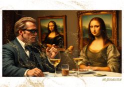 Mr. Jerusalem “Arnold Schwarzenegger Having Dinner With Mona Lisa-D1” “Original, A2 Poster Print
