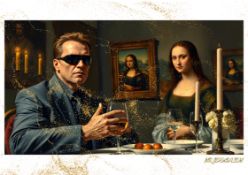 Mr. Jerusalem “Arnold Schwarzenegger Having Dinner With Mona Lisa-D2” “Original, A2 Poster Print
