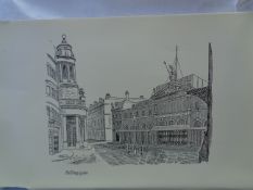 Edward Bawden CBE RA Original Vintage Historic Lithograph of London Historic Billingsgate Market