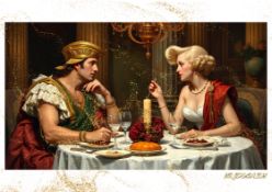 Mr. Jerusalem “Alexander The Great Having Dinner With Marilyn Monroe-D1” Original, A2 Poster Prin...