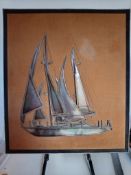 Large Vintage 1970's Brutalist Metal Art Sculpture of A Yacht