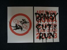 Banksy (b.1974) 2 Posters Cut & Run and Rat Run Rat From '25 Years Card labour’ Exhibition GOMA 2...
