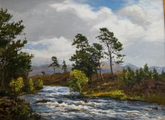Robert Eggington Signed Oil River Luineag Near Coylumbridge
