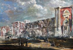 John Kenneth Greene (Ken) Signed Oil, Cityscape.