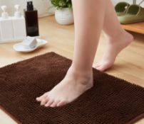 6 x Brown Luxury Chenille Bath Mat L13