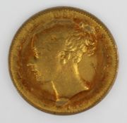 1869 Queen Victoria Gold Sovereign – Young Head Shield Back
