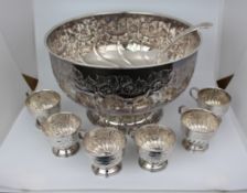 Mid-Century Silver-Plated Punch Bowl Set by The Sheffield Silver Co., USA