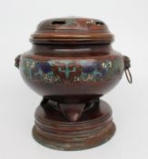 Antique Chinese Cloisonné Bronze Censer, Late Qing Dynasty