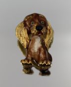 Charming Vintage Enamel Dog Brooch – Spaniel Design, Mid-20th Century