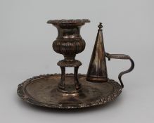 19th Century Silver Plated Chamberstick with Snuffer