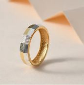 New! Dual Tone Band Ring In Sterling Silver