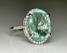 Beautiful 4.15CT Untreated Natural Columbian Emerald Ring, Diamonds & 18k Gold