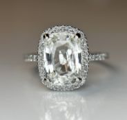 Beautiful 4.19 CT Unheated Ceylon White Sapphire With Natural Diamonds & 18k Gold