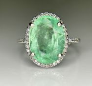 Beautiful 4.24CT Untreated Natural Columbian Emerald Ring, Diamonds & 18k Gold