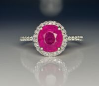 Beautiful 2.66 CT Unheated Old Burma Ruby With Natural Diamonds & 18k Gold