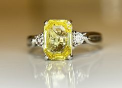 Beautiful 2.40ct Unheated Untreated Natural Ceylon Yellow Sapphire Diamonds & 950 Platinum