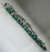 Beautiful 11.10 CTS Natural Emerald Bracelet With Natural Diamonds & 18k Gold