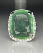 Beautiful 10.04 ct Natural Emerald With Natural Diamonds & 18k Gold