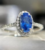 Beautiful 2.24 CT Unheated Burma Blue Sapphire Diamonds & 950 Platinum