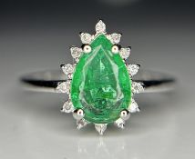Beautiful 1.18ct Natural Emerald With Natural Diamonds & 18k Gold