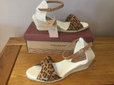 Dunlop “Cleo” Espadrille Wedge Sandals, Size 8, Leopard - New RRP £35.00