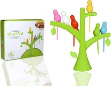Birdie Forks – Box of 24 Sets – Fun Party Picks With Tree Holder