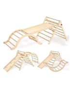 Triangle Set With Sliding Ramp & Climbing Arch Ramp, 5-In-1 Wooden Toddler Climb