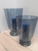 Libra Hurricane Glass Jar - Blue (Pair)