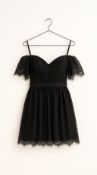 Designer White Label Dress Short Black Chantilly Lace RRP £655 Size 38 (M)