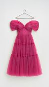 Designer White Label Dress Midi Off-Shoulder Tulle Cyclamen RRP £775 Size 38 (M)