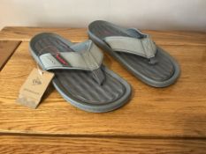 Dunlop Mens “Toe Post” Memory Foam Flip Flop Sandals, Size 9, Grey - NEW