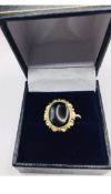 Vintage 10 Ct Gold Black onyx Solitaire Dress Ring UK Size M US6 Eu 53 3.8g