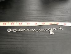 Sterling Silver Heart Charm Bracelet Vintage