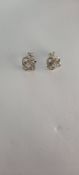 Silver Earring Flower Shape Stud Model With Cubic Zirconia Stones