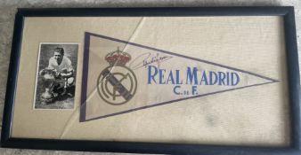 Vintage Real Madrid Pennant With Signed Photograph – Authenticated Autograph