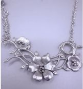Vintage 925 Silver Flower & Snake Necklace By Scottish Designer Tianguis Jackson 35.5g