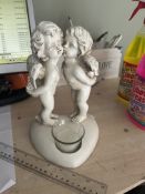 2 Cherubs Memorial Statue With Candle Brand New Boxed