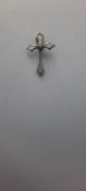 Silver Cross Shape Necklace Pendant Charm With Cubic Zirconia Stone