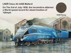 Original Penny Coin Display Set From 1938 The Year The Mallard Train Achieved The Speed Record.
