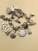 Vintage Solid Sterling Silver Charm Bracelet and Charms 39.54 12 Charms