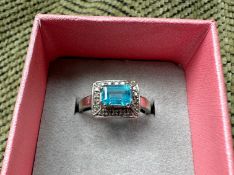 Blue Topaz & Diamond Ring