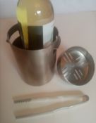 Rare Gii Pinti Stainless Steel 1970's Ice Bucket With Ice Tongues