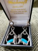 Vintage Silver & Turquoise Cat Earrings
