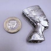 Rare Vintage/Antique Silver Queen Nefertiti. Pill/Snuff/Trinket Box 45mm 30g